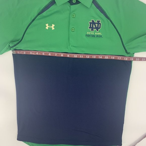 Men's Under Armour Loose Polo Shirt Green Blue S Notre Dame ND‎ Fighting Irish - Picture 8 of 9